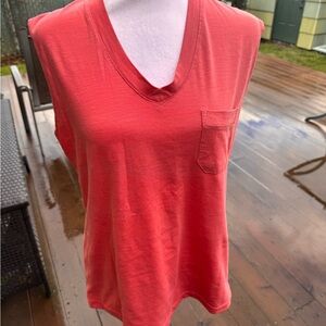 Vibrant Coral V-Neck Muscle Tee